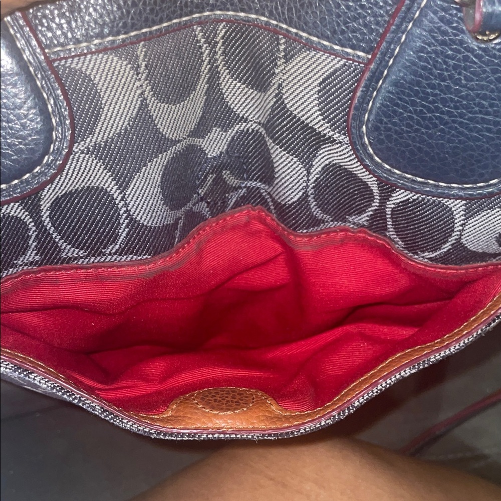 Coach Mickie Satchel  Signature C Denim and Leather Trim GUC - Picture 5 of 16